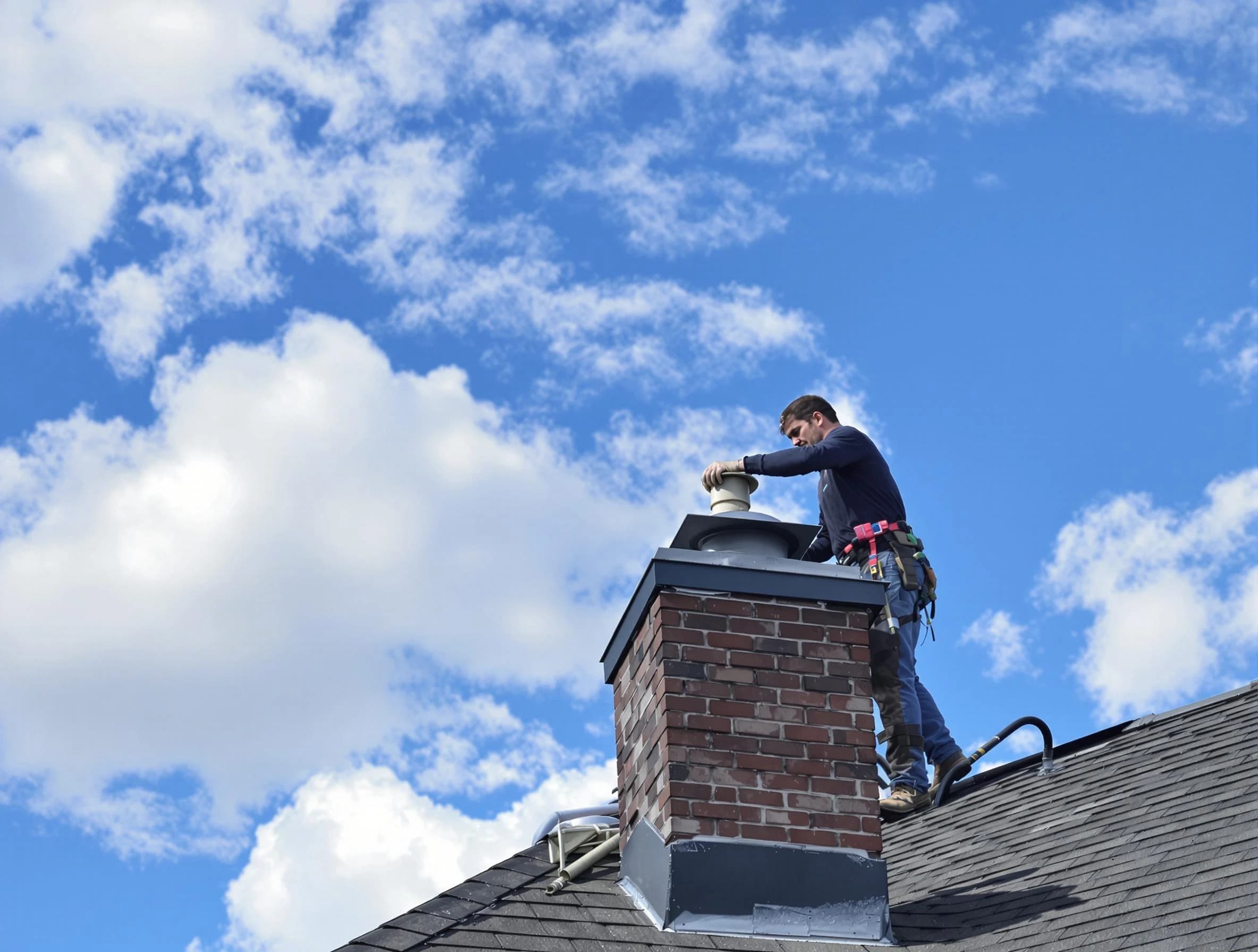 Highland Lakes Chimney Sweep installing a sturdy chimney cap in Highland Lakes, AL