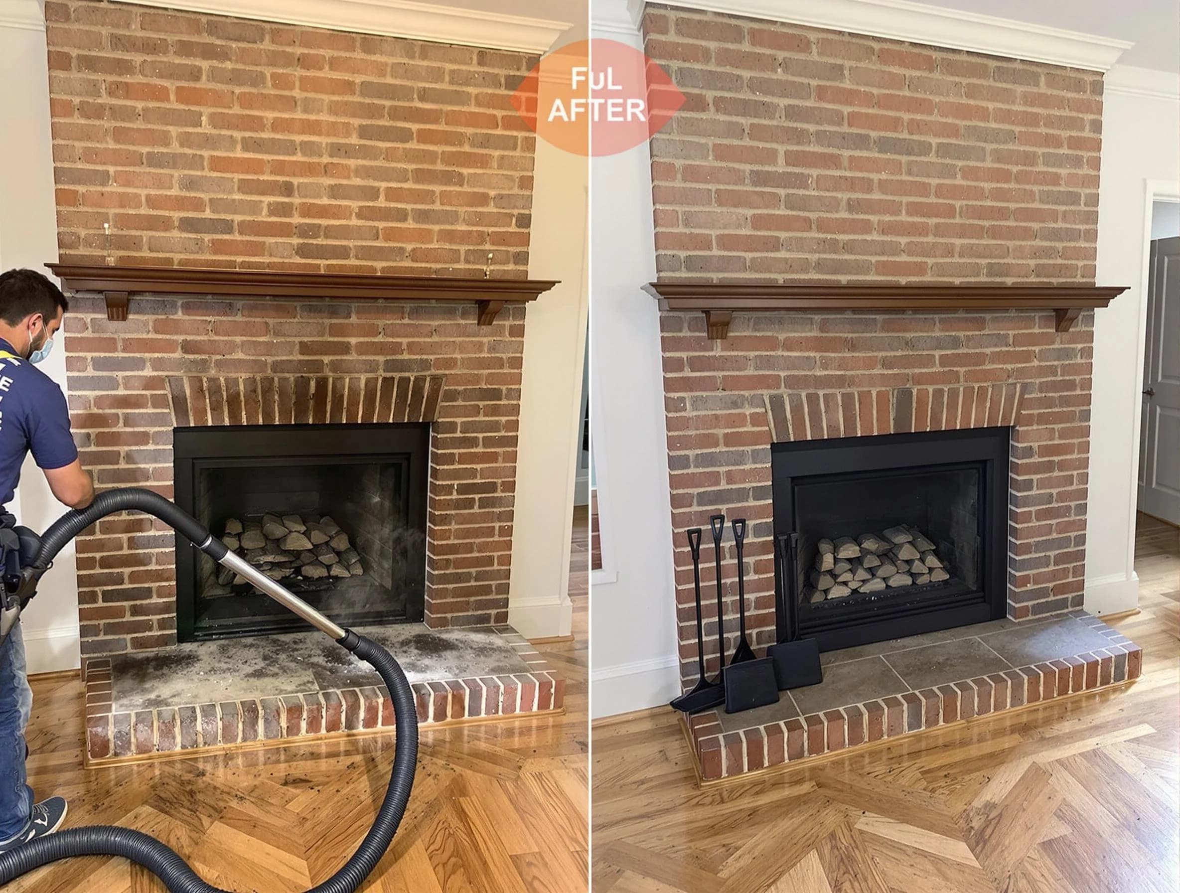 Highland Lakes Chimney Sweep carefully sanitizing a fireplace in Highland Lakes, AL