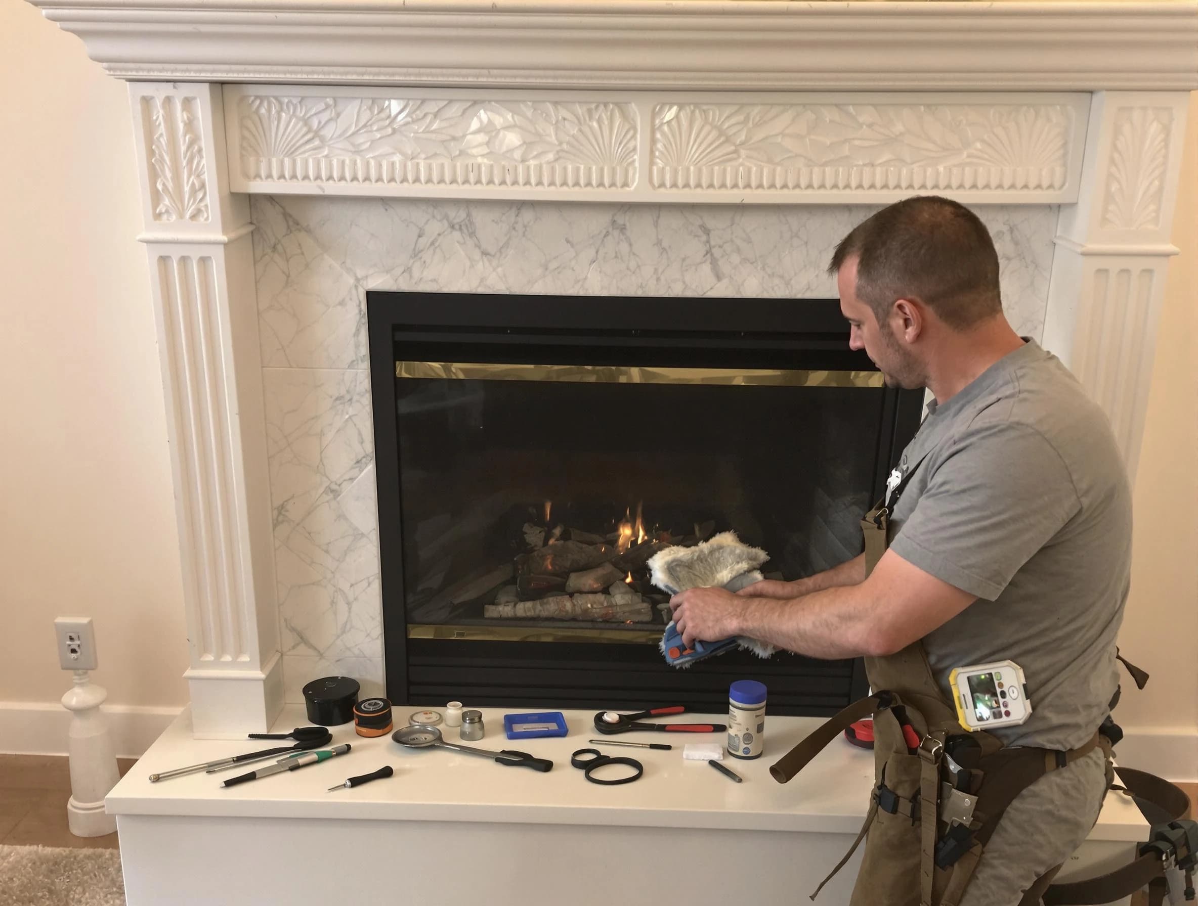 Highland Lakes Chimney Sweep performing fireplace maintenance in Highland Lakes, AL