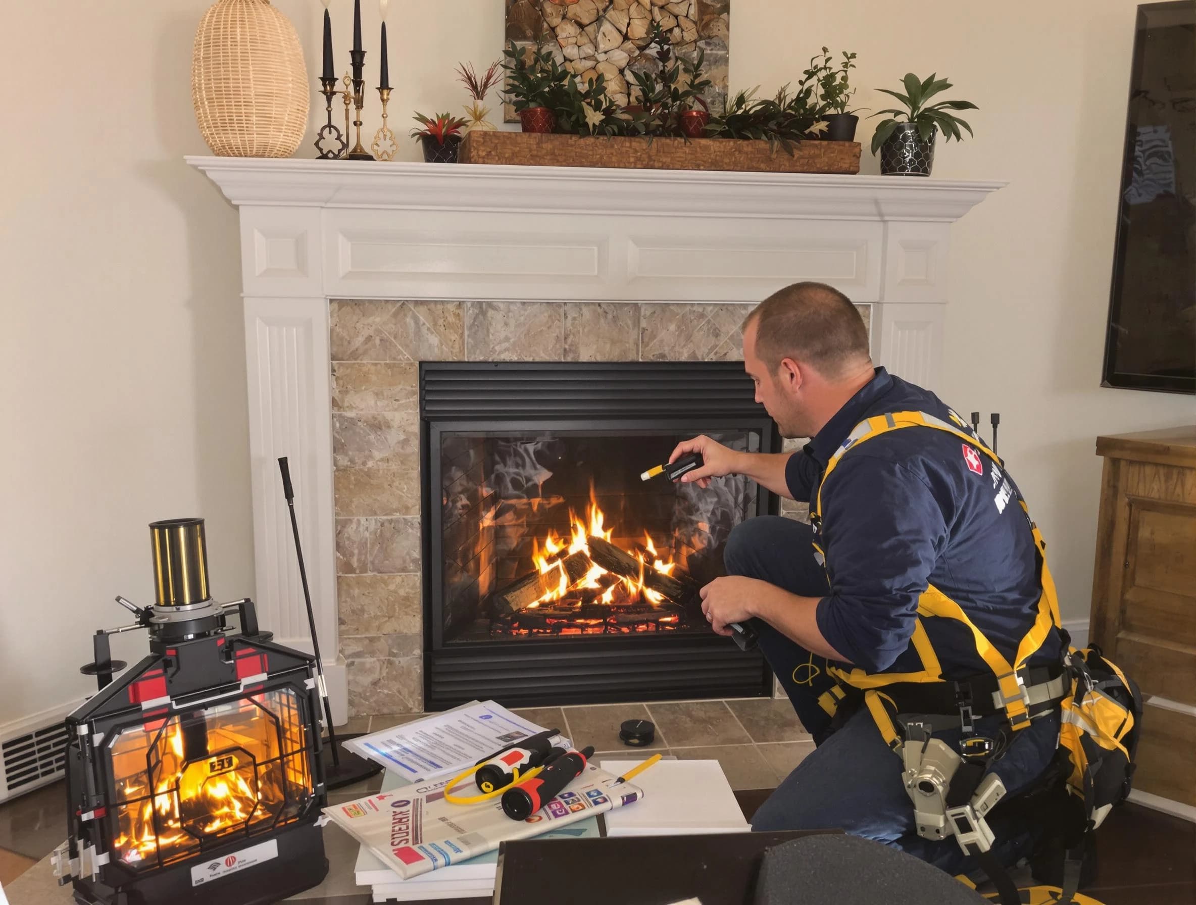 Safety-focused fireplace inspection by Highland Lakes Chimney Sweep in Highland Lakes, AL
