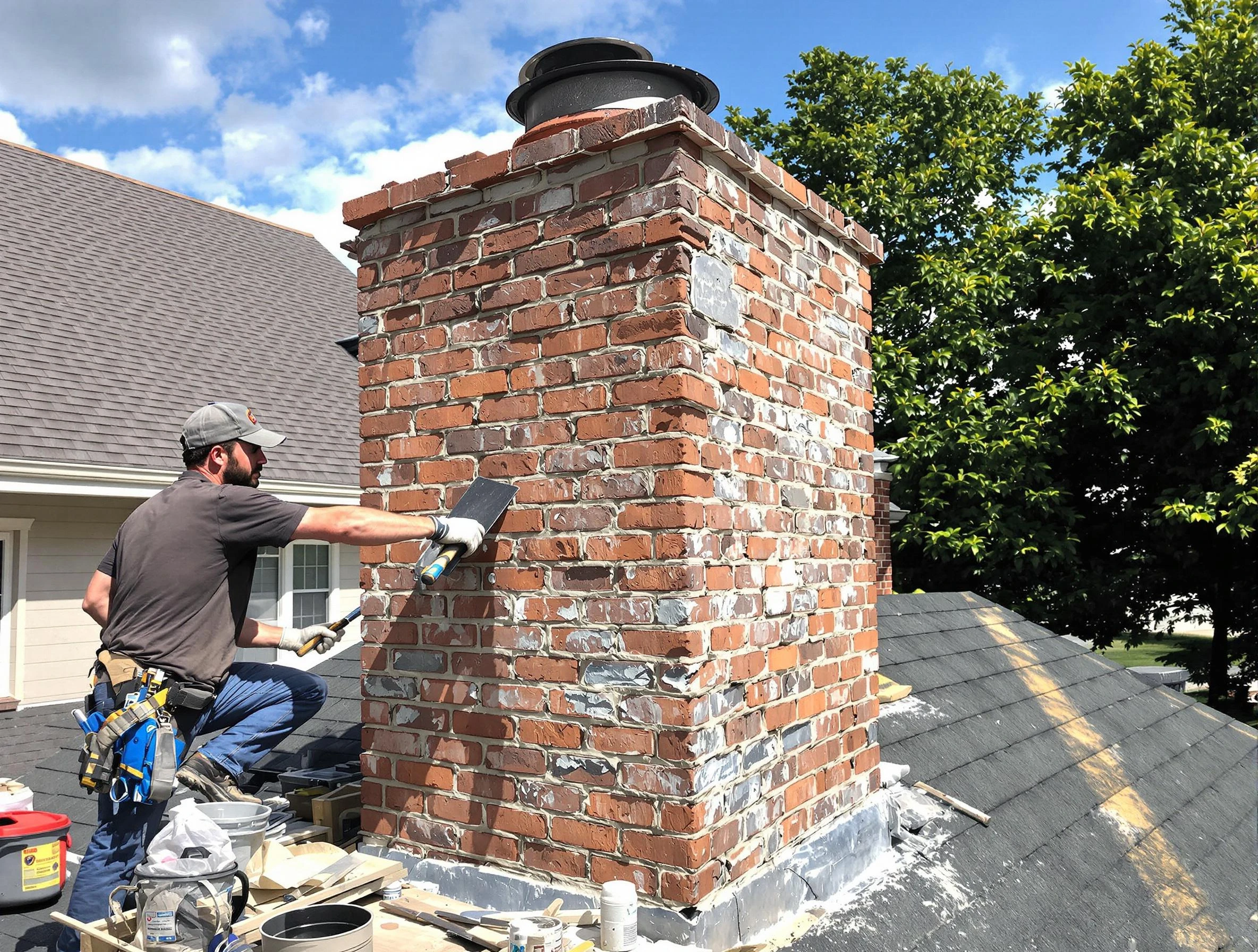 Completed chimney rebuild by Highland Lakes Chimney Sweep in Highland Lakes, AL