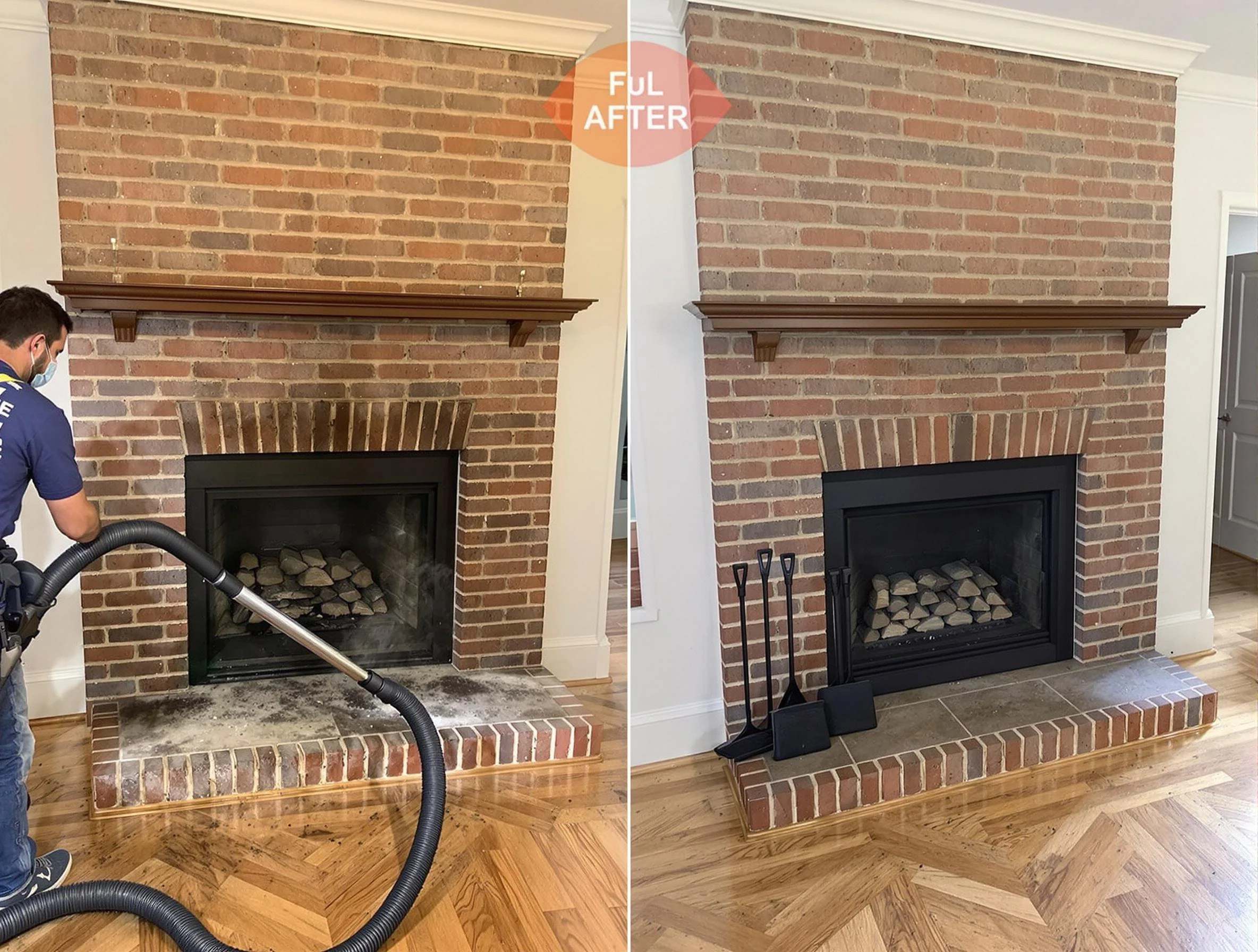 Highland Lakes Chimney Sweep carefully sanitizing a fireplace in Highland Lakes, AL