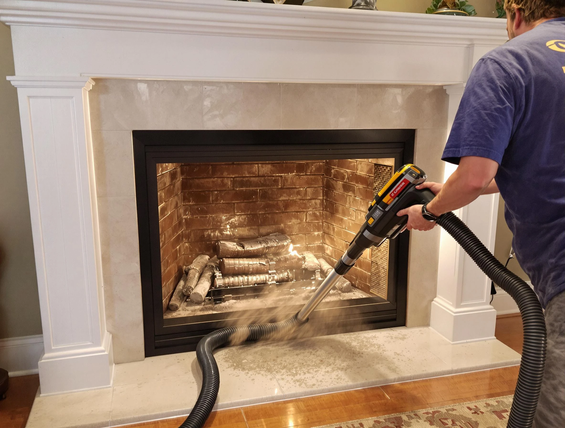 Fireplace cleaning performed by Highland Lakes Chimney Sweep in Highland Lakes, AL